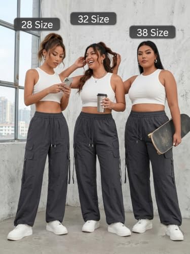 Image of Leriya Fashion Cargo Pants For Woman | Trousers For Womans |High Waist PolyCotton Trouser for Women - Flared Parachute Pants with Side Pockets |Womens Cargo Pant | Track Pant For Womans |Elegant for College & Events (Available in Plus Size)