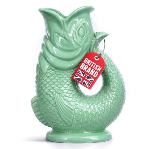 The Bubble Jug Glug Jug Duck Egg 1.5L Fish-Shaped Ceramic Glugging Jug - Gurgling Water Wine Gin & Cocktail Pitcher Gift-Boxed Designed in Britain