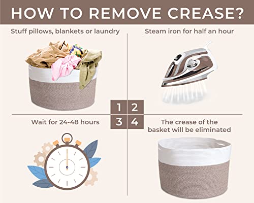 Homyam Throw Blanket Basket For Living Room | Xxxlarge Rope Basket For Storage | Large Woven Basket For Storage | Pillow Basket & Blanket Holder For Bedroom | Woven Laundry Hamper Basket - 22" X 14" #TOP6