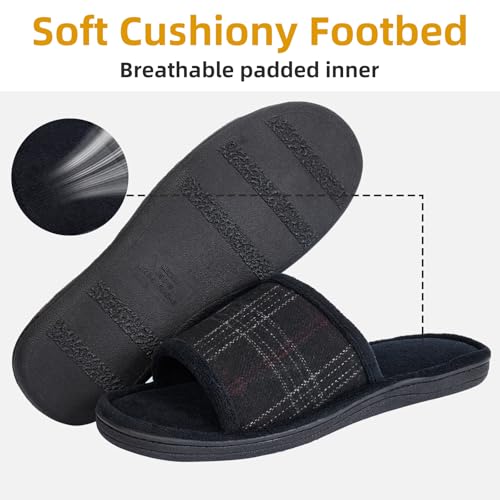 Image of Magtoe House Slippers for Men Open Toe Soft Comfortable Indoor Slip on Mens Slides Sandals Memory Foam for Bedroom Spa Living Room, All Seasons