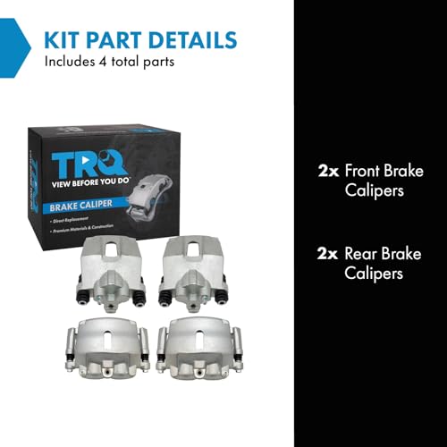 Image of TRQ Front and Rear Brake Caliper Set Zinc Coated Brackets Compatible with 2004-2008 Ford F 150 2004 Ford F 150 Heritage 2006-2008 Lincoln Mark LT