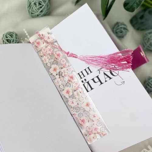 1PCS Bookmark,Bookmarks Flower Bookmarks for Women Resin Bookmark Transparent Flower Bookmark for Readers Teachers Students Birthday Gift(Pink)