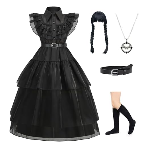 NuGeriAZ Wednesday Costume Kids Wednesday Costume Girl Wednesday Dress Wednesday Costume Halloween Christmas Carnival Black Friday
