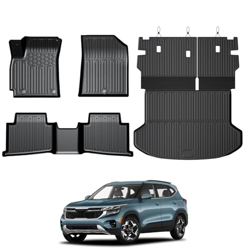 GALVAGNITE Floor Mats for Kia Seltos 2024-2026, All Weather Floor Mats Trunk Cargo Liner with Backrest Protectors Accessories, Full Coverage Set (Not fit Subwoofer)