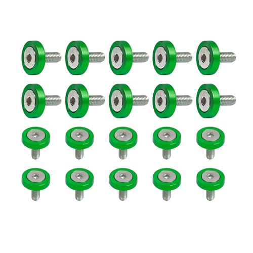 JCSUMRID 20 Pcs Engine Bay Dress Up Bolts Kits Fasteners Aluminum M6 Screws Bumper Fender Washers License Plate Frame Decor Bolts Accessories for Most Vehicle Motorcycles Cars Trucks(Green)