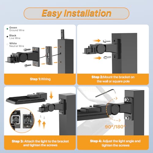 DEMILARE 200W LED Parking Lot Light Arm Mount with Dusk to Dawn Photocell 110V/120V Pole Flood Lights 5000K Outdoor Street Light IP65 Waterproof Commercial Area Lighting for Parking Lot, Yard by DEMILARE - Image 7