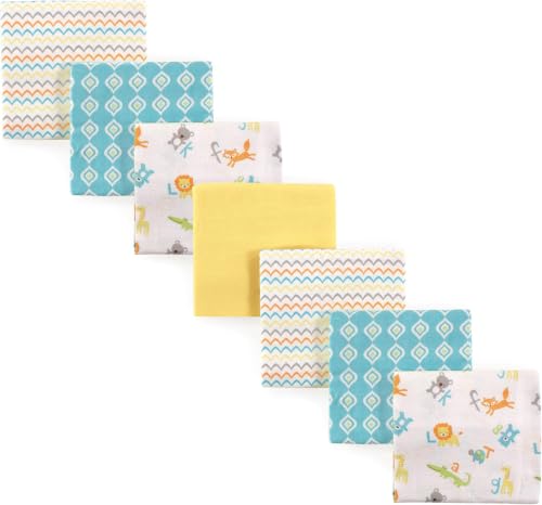 Image of Luvable Friends Unisex Baby Cotton Flannel Receiving Blankets, ABC 7 Count, One Size (Pack of 12)