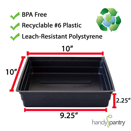 50-Pack 1010 Garden Growing Trays Without Drain Holes - 10" X 10" Plastic Plant Trays No Holes - Wheatgrass Sprouting Tray, Microgreens Seed Tray, Hydroponic Trays, Nursery Flats, Greenhouse Supplies #TOP1