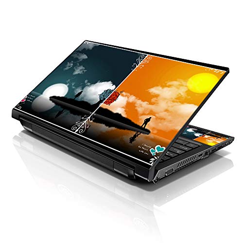Image of LSS 15 15.6 Inche Laptop Notebook Skin Sticker with 2 Wrist Pads - Reusable Cover Protector Vinyl Sticker Cover Decal Fits 13 inch - 16 inch HP Asus Acer Samsung - Sun Rise Moon Fall Pattern