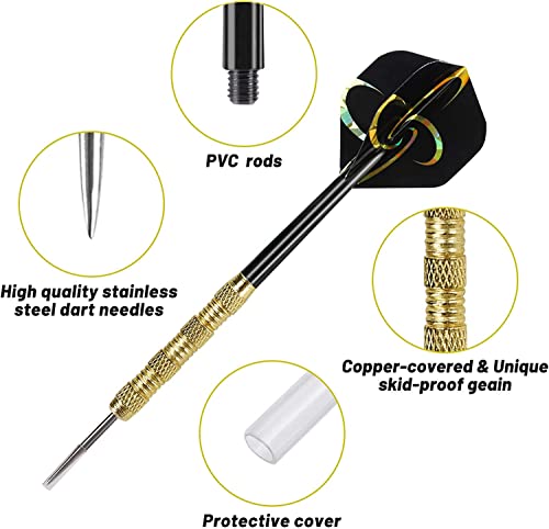 Hiseeyo Upgrade Steel Tip Darts 19 Grams, Premium 12 Pcs Sarts Steel Tip Set Professional With Aluminum Shafts, Standard Metal Darts For Fun, Games, Men&Woman Gift. (12Pcs) #TOP6