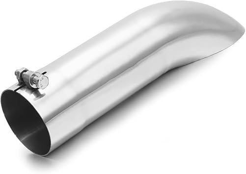 A-KARCK Turn Down Exhaust Tip 4" Inlet, Polished Tailpipe Tip with 4" Inlet & Outlet 12" Overall Length, Stainless Steel Structure for High Temperature Resistance