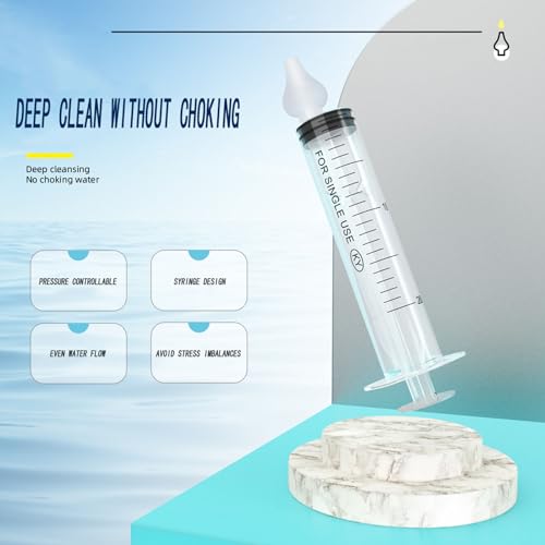 Silicone Baby Nasal Aspirator,Syringe Nasal Irrigator,10ml Nasal Irrigator Portable Infant Nose Cleaner Nose Aspirator with Cleanable and Reusable Silicone Nasal Suction Tip