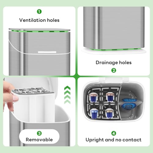 GFWARE Toothbrush Holders with Cover - 5 Slots Tooth Brush Holder for Bathroom, Detachable Bathroom Counter Organizer with Drainage Kids Toothbrush and Toothpaste Holde, Silver by GFWARE - Image 5