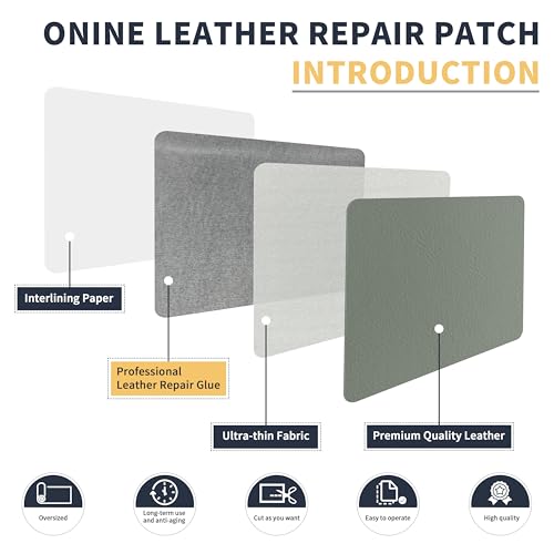 Image of ONine Leather Repair Patch,Leather Repair Tape, 12 x 48 inches Leather Repair Patch for Furniture,Vinyl Repair Kit,Leather Couch Patch,for Sofas, Furniture, Car Seats(Blue Gray-Litchi Grain)