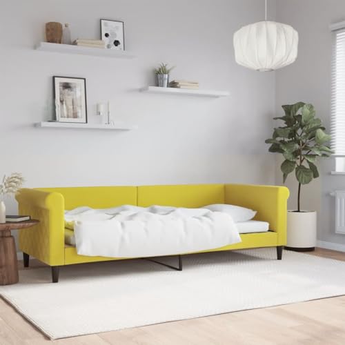 Mokuyary Tagesbett Gelb 80x200 cm Samt, Schlafsofa Bett mit Lattenrost Bettgestell, Multifunktionsbett Gästebett Couch Bett ohne Matratze Sofabett...