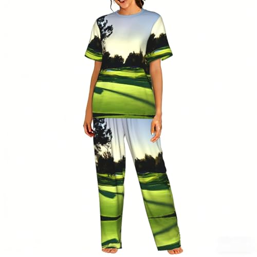Pyjama doux femme style golf - Ensemble vêtement de nuit anti-frottement
