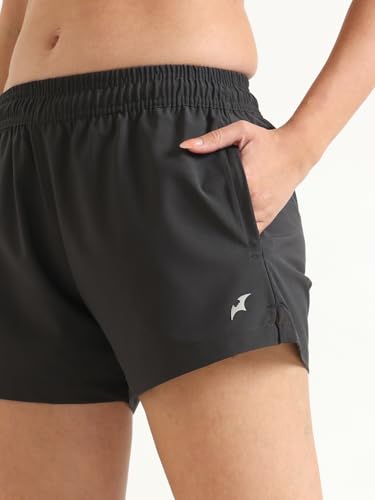 Image of Women's Athletic Running Shorts, Quick-Dry Lightweight Fabric, Elastic Waistband with Inner Drawstring, Side Pockets