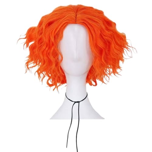 Perruque cheveux bouclés courts orange volume naturel pour alopécie ou transition