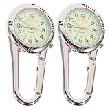 Baluue Reloj de Bolsillo con Mosquetón de Aleación 2 Unidades Color Claro Esfera Luminosa para Senderismo Escalada Deportes al Aire Libre con Movimiento de Cuarzo Preciso y