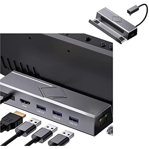 Growalleter Docking Station for Steam Deck, 6-in-1 Steam Deck Dock with HDMI 2.0 4K@60Hz, Gigabit Ethernet, 3 USB-A 3.0 and Full Speed Charging USB-C,Steam Deck Accessories Cover
