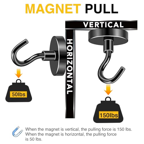 image for DIYMAG Outdoor Hooks for Hanging String Lights, Balck Magnetic Hooks S