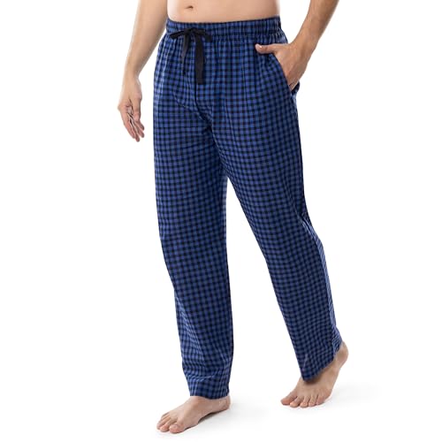 Fruit of the Loom Men's Broadcloth Woven Sleep Pajama Pant Bottom, Blue Plaid/White, XL - Image 4