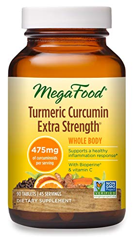 MegaFood, Turmeric Strength for Whole Body, Maintains a Healthy Inflammation Response, Vitamin and Herbal Dietary Supplement Vegan, 90 Tablets