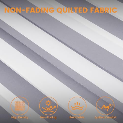 Image of Lazy Daze Hammocks 12FT Quilted Fabric Double Hammock with Spreader Bars and Detachable Pillow, 2 Person, 450 lbs Capacity, Gray White