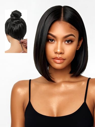 Xinjiju Glueless Bob Wig Human Hair Pre Plucked Pre Cut