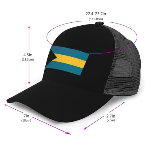 Flag of Bahamas Mesh Baseball Cap - Classic Adjustable Peak Cap, Trucker Hat for Men & Women3