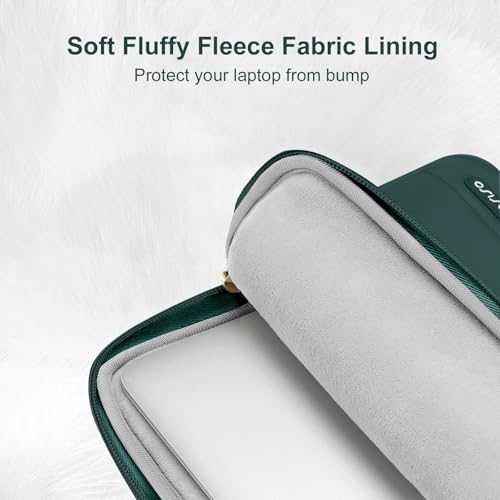 Image of MOSISO 13-14 inch Laptop Case, 13.3 inch Puffy Laptop Sleeve Compatible with MacBook Air 13 13.6 M3 M2 M1 /Pro 13 /Pro 14, HP, Dell, ASUS, Lenovo, Polyester Horizontal Bag with Small Case, Peacock Green