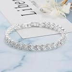 Crystal Wedding Jewelry Set, Silver Necklace Earrings Bracelet Crystal Bridal Wedding Jewelry Sets for Brides Bridesmaid Prom Costume Accessories