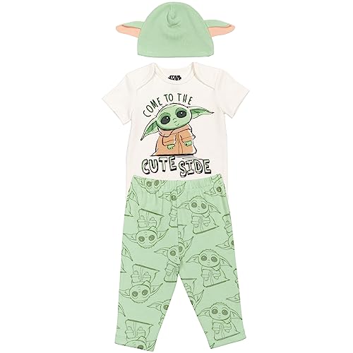 Star Wars The Mandalorian Newborn Baby Boys Bodysuit Pants And Hat 3 Piece Outfit Set 3-6 Months #TOP1