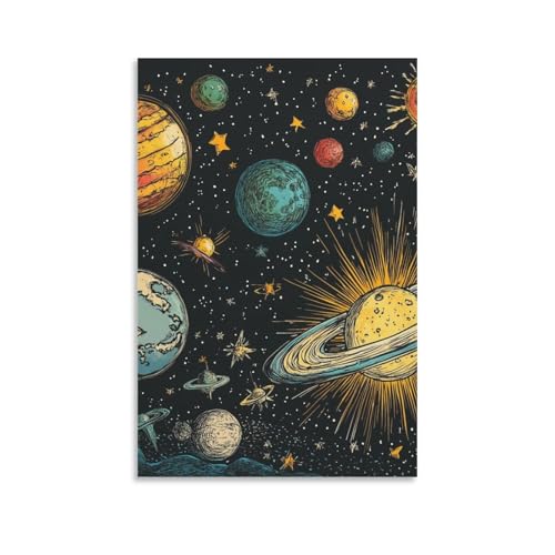 Affiche cosmique planète décoration murale en toile 50x75cm