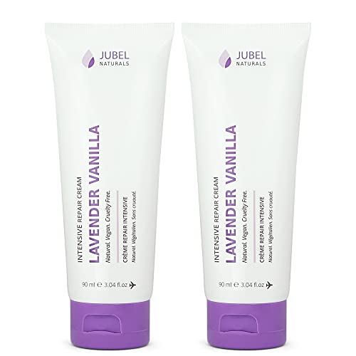 Hand & Body Cream Lavender Vanilla – Set of 2, For Extremely Dry Skin, Made With Shea Butter, Sweet Almond Oil, Oat Protein, Vitamin E, Aloe Vera, Argan Oil, Vegan, Cruelty Free, Natural Skin Care Products, 3 fl.oz x 2 | 90 ml x 2