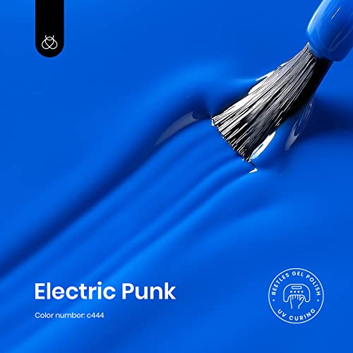 Image of Beetles Blue Gel Nail Polish, 15ML Electric Punk Bright Blue Gel Polish, Soak Off UV LED Nails Art DIY Manicure for Women