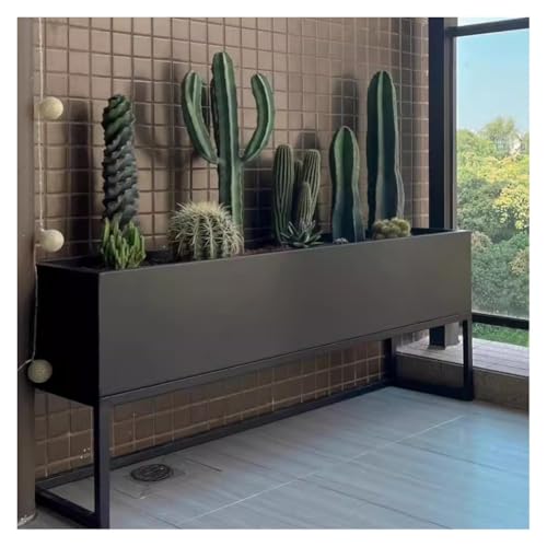 Wysoka metalowa skrzynka na rośliny z przegrodą 100 x 30 x 40 cm podniesiona grządka ogrodowa do sklepów z kawą i herbatą mleczną Boost Store Estetyka Trwała dekoracja zewnętrzna
