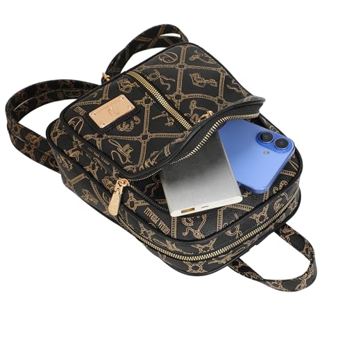 Image of MKP COLLECTION Small Backpack Purse for Women, Giulia Pieralli Designer Pattern Faux Leather Fashion Travel Bag, Elegant Multi-Pocket Ladies Daypack