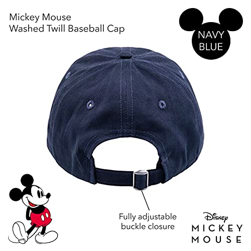 Concept One Disney's Mickey Mouse Embroidered Cotton Adjustable Dad Hat With Curved Brim, Navy, One Size #TOP2