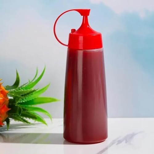 Image of Plastic Squeeze Bottle with Hook Top, Clear Plastic Sauce Bottle, BPA-Free Ketchup Bottle, Condiment Dispenser Mustard Sauce Bottle, Food Liquid Seasoning Container, Reusable Ketchup Bottle (400 ml)