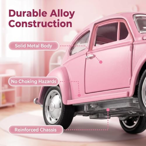 Carrito Beetle rosa 1:36 con luces y música para niñas miniatura 5