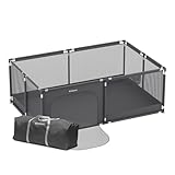 Tulano Cozy 22 Laufstall Baby 120x180 cm mit Bodenmatte – Faltbarer Spielbereich für Babys 6 bis 36 Monate – Atmungsaktiv – Sicher – Mit Tasche – Reise Laufgitter – Indoor Outdoor – Graphite