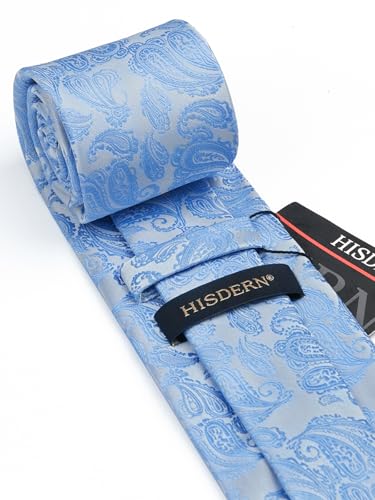 Image of HISDERN Ties for Men Paisley Tie and Pocket Square Woven Classic Floral Mens Ties Handkerchief Set Wedding Party Necktie