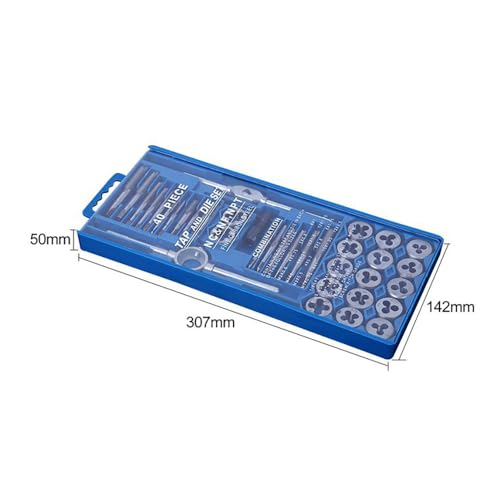Image of 40Pcs Metric Tap Wrench and Die Pro Set M3-M12 Nut Bolt Alloy Metal Hand Tools
