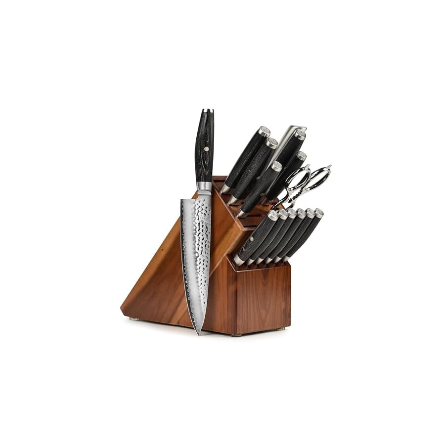 Yaxell Ketu SG2 Knife Set - Made in Japan - 15 Piece (Acacia Block)