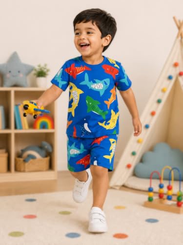 Image of THIIYA KIDS Boys Cotton Co-Ord Set | Printed T-Shirt & Shorts | Soft Comfortable Summer Wear for Kids