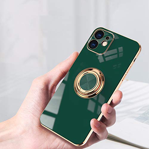 Aowner Compatible With Iphone 11 Pro Max Ring Holder Case Shiny Plating Rose Gold Edge 360 Degree Rotation Kickstand For Women Girls Slim Soft Flexible Tpu Protective Cover Case, 6.5 Inch #TOP2