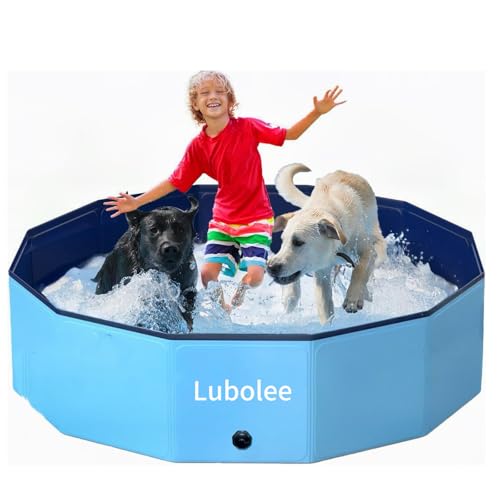 Lubolee Piscina Perros Grandes - Bañera Piscina para Perros y Piscinas Desmontables con Superficie Antideslizante (120x30cm) | Piscina Plegable Perros pequeños de PVC Espesado