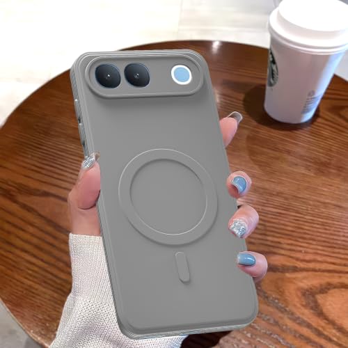 Image of Outlouders Back Cover for Vivo S2 5G | Soft Matte Silicone | Slim Fit | Magnetic-Safe Logo Design (Magnetic-Safe Not Compatible) | Shockproof | Camera Protection Bumper Case (Grey)