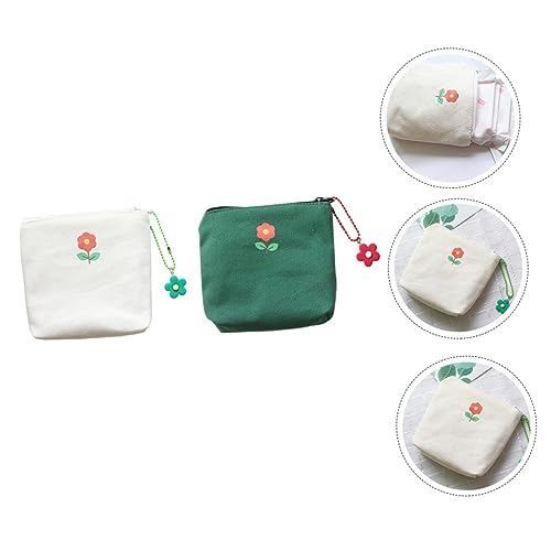 FRCOLOR 2pcs Practical Storage Bag Zipper Coin Bag Canvas Small Storage for Napkins Cash3